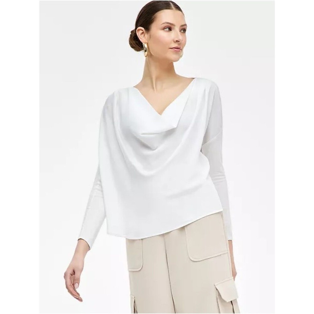 INC International Concepts Women's Satin Draped Front Cowl-Neck Top Size XL NWT
